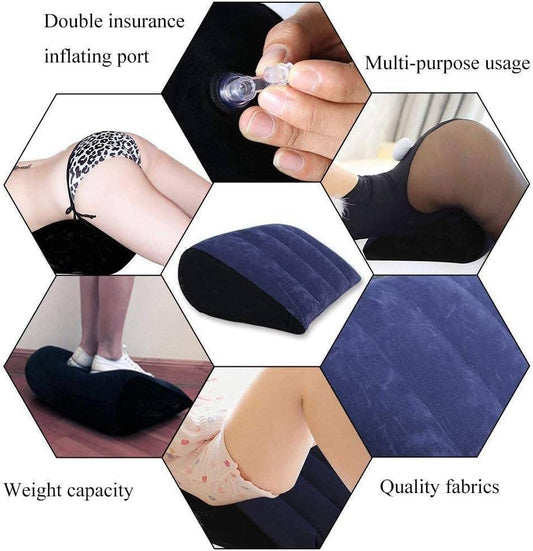 Inflatable Foam Body Pillow Sturdy Yoga Support Pillow, Wedge Pillow Yoga Mat Lumbar Stretcher, Improved Comfort Relief Knee and Back Pain Cushion - H