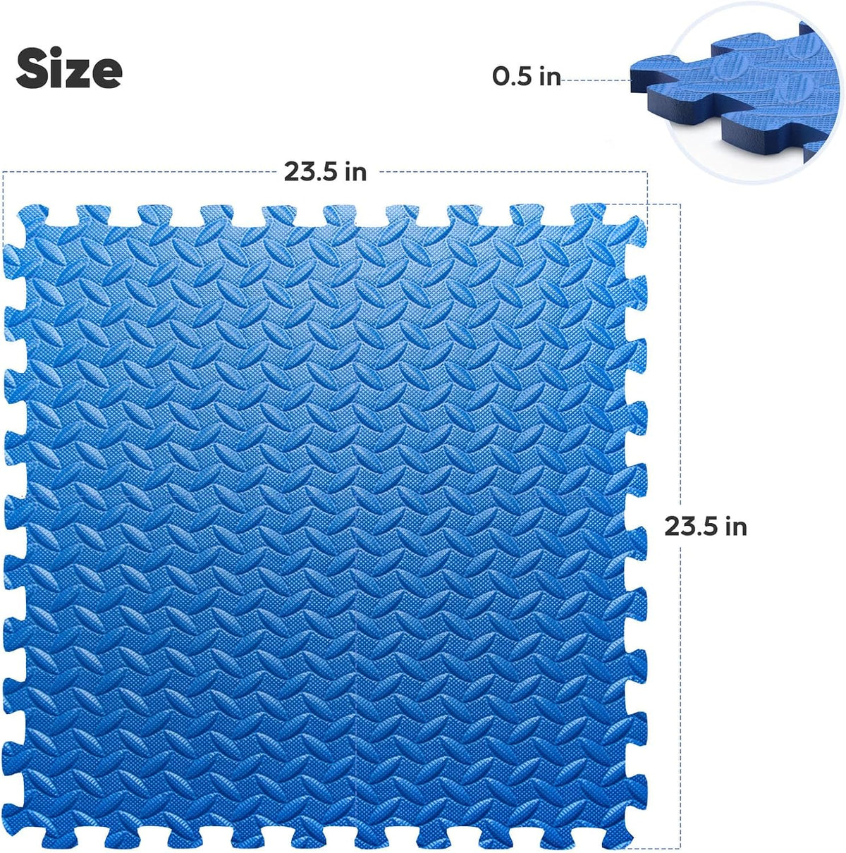 64 sqft Home Gym Mat, Puzzle Exercise Mat, EVA Interlocking Foam Floor Tiles for Home Workout Equipment and Kids' Play Areas - Black, 24 in x 24 in x ½ in - 16 Tiles (Black, 64 SQ FT)