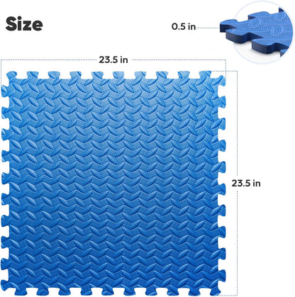 64 sqft Home Gym Mat, Puzzle Exercise Mat, EVA Interlocking Foam Floor Tiles for Home Workout Equipment and Kids' Play Areas - Black, 24 in x 24 in x ½ in - 16 Tiles (Black, 64 SQ FT)