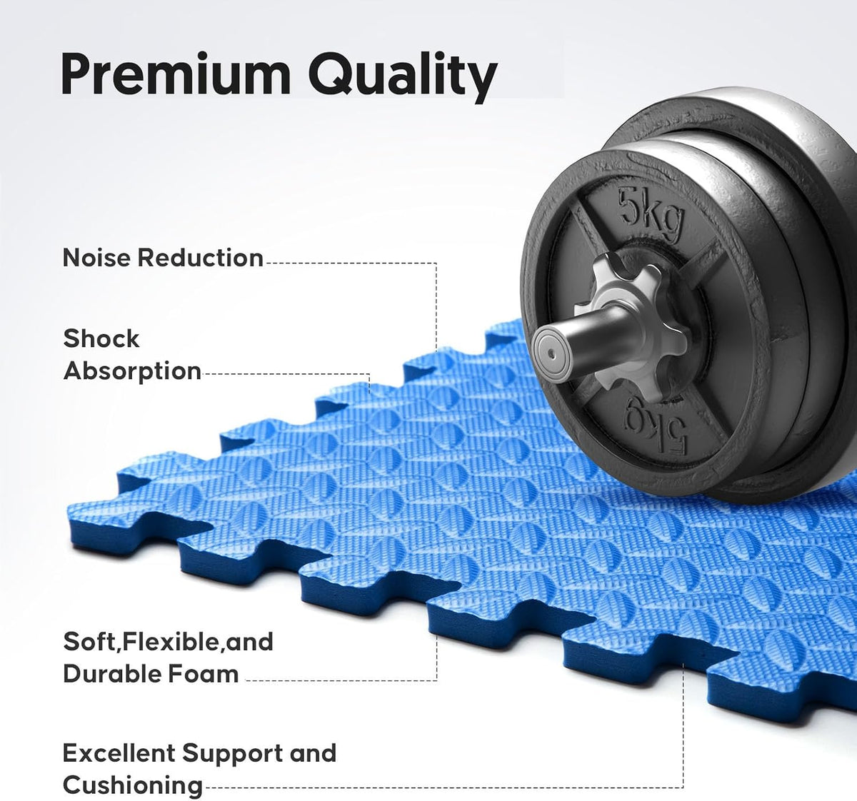 64 sqft Home Gym Mat, Puzzle Exercise Mat, EVA Interlocking Foam Floor Tiles for Home Workout Equipment and Kids' Play Areas - Black, 24 in x 24 in x ½ in - 16 Tiles (Black, 64 SQ FT)