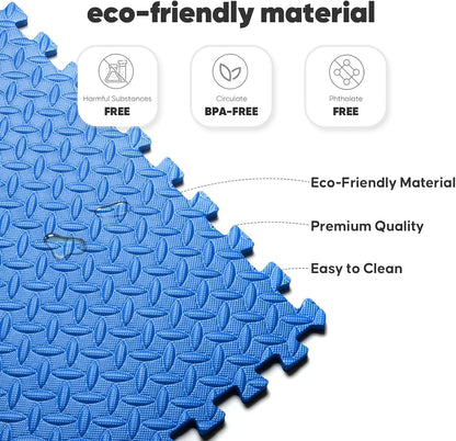 64 sqft Home Gym Mat, Puzzle Exercise Mat, EVA Interlocking Foam Floor Tiles for Home Workout Equipment and Kids' Play Areas - Black, 24 in x 24 in x ½ in - 16 Tiles (Black, 64 SQ FT)