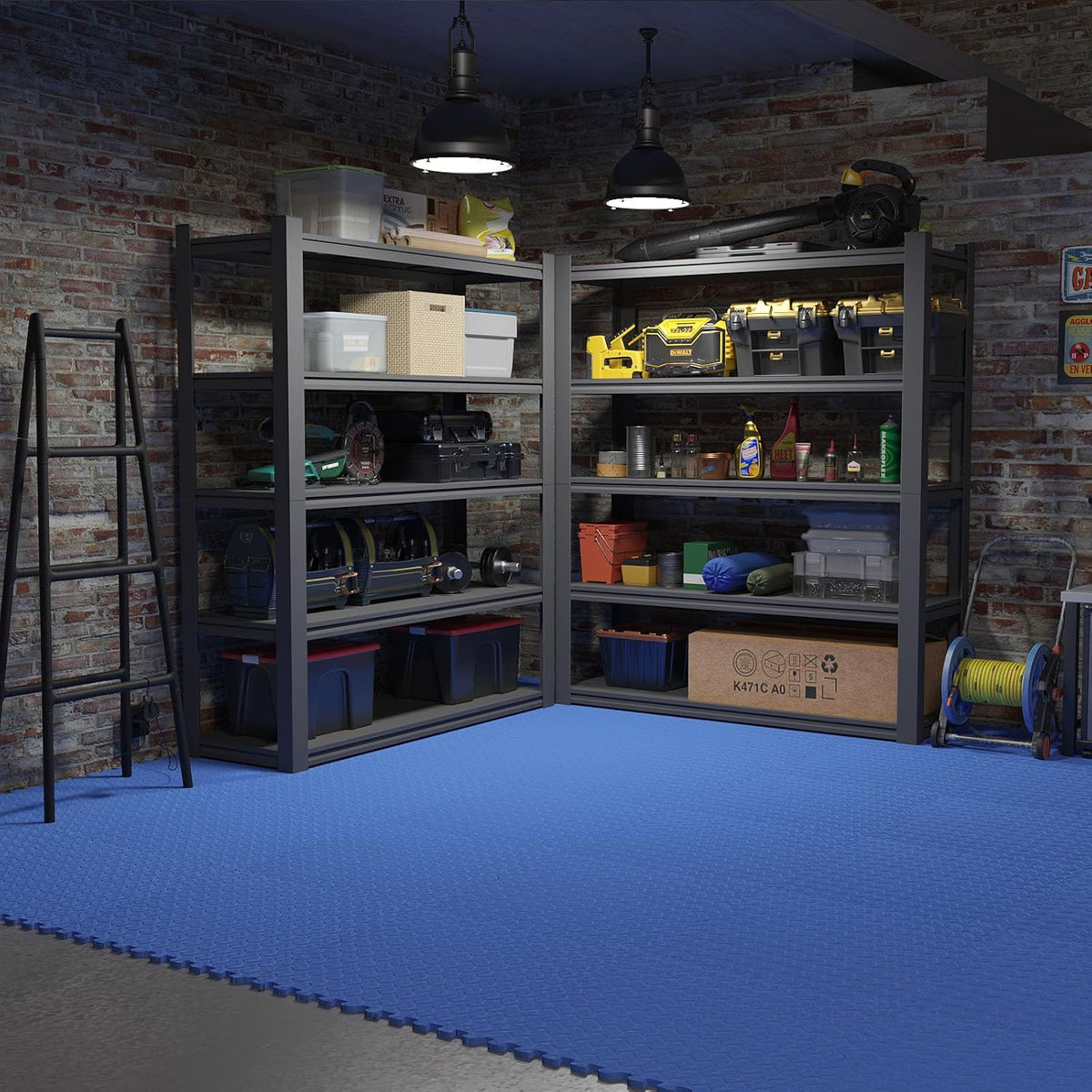 64 sqft Home Gym Mat, Puzzle Exercise Mat, EVA Interlocking Foam Floor Tiles for Home Workout Equipment and Kids' Play Areas - Black, 24 in x 24 in x ½ in - 16 Tiles (Black, 64 SQ FT)