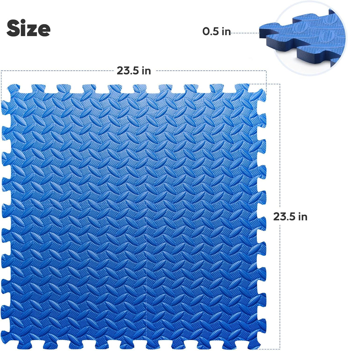 64 sqft Home Gym Mat, Puzzle Exercise Mat, EVA Interlocking Foam Floor Tiles for Home Workout Equipment and Kids' Play Areas - Black, 24 in x 24 in x ½ in - 16 Tiles (Black, 64 SQ FT)
