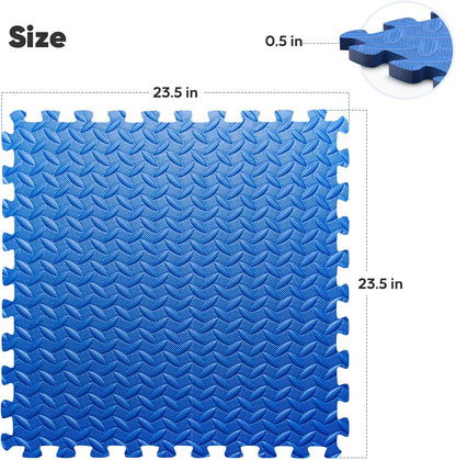 64 sqft Home Gym Mat, Puzzle Exercise Mat, EVA Interlocking Foam Floor Tiles for Home Workout Equipment and Kids' Play Areas - Black, 24 in x 24 in x ½ in - 16 Tiles (Black, 64 SQ FT)