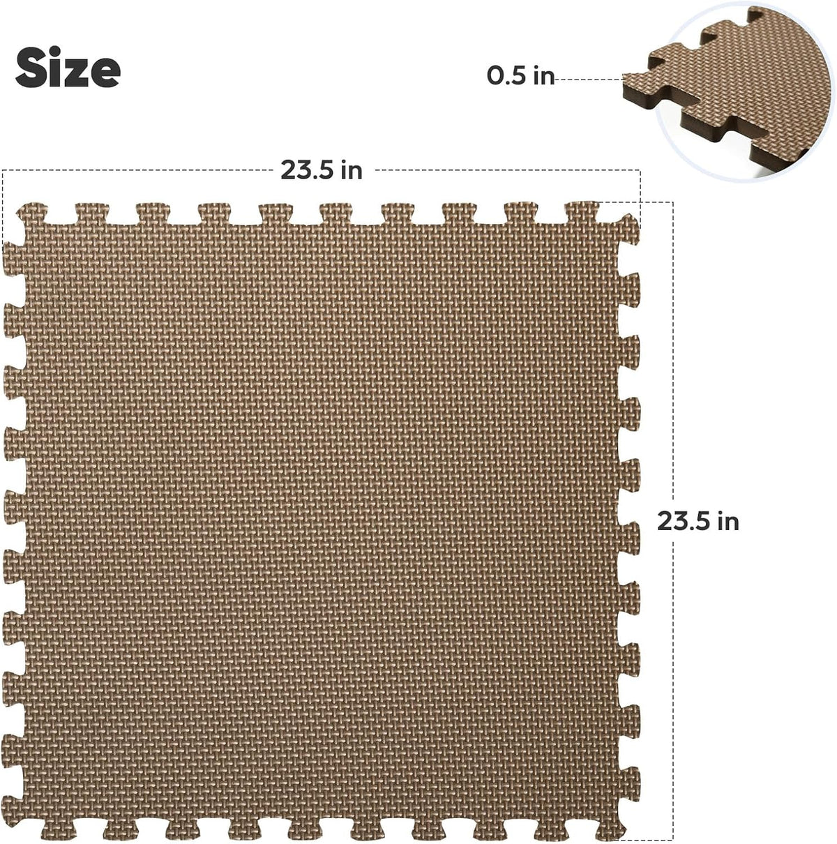64 sqft Home Gym Mat, Puzzle Exercise Mat, EVA Interlocking Foam Floor Tiles for Home Workout Equipment and Kids' Play Areas - Black, 24 in x 24 in x ½ in - 16 Tiles (Black, 64 SQ FT)