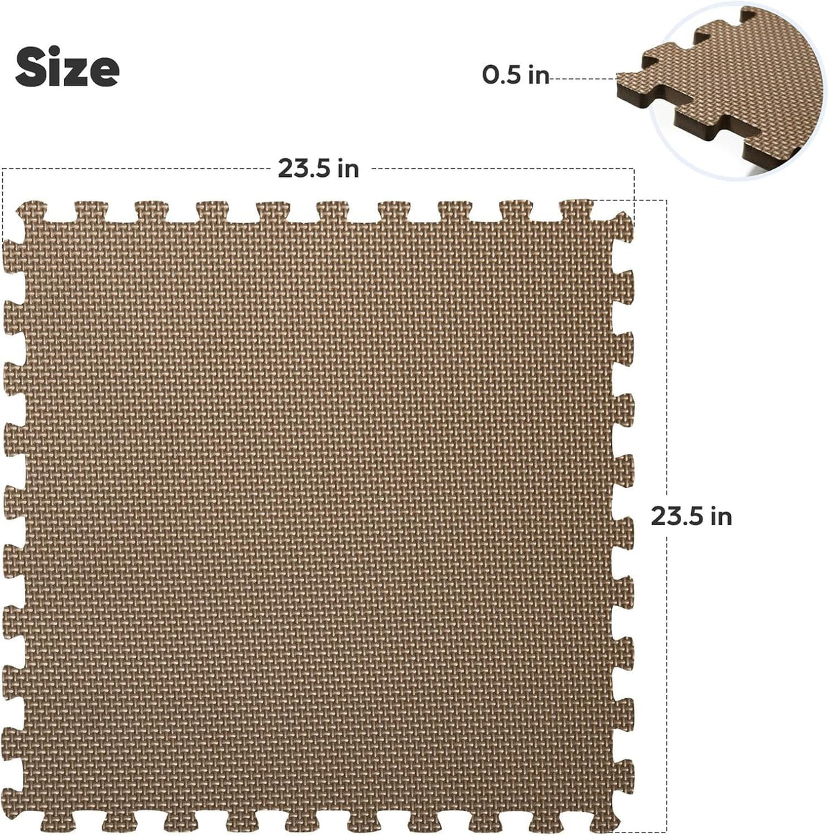 64 sqft Home Gym Mat, Puzzle Exercise Mat, EVA Interlocking Foam Floor Tiles for Home Workout Equipment and Kids' Play Areas - Black, 24 in x 24 in x ½ in - 16 Tiles (Black, 64 SQ FT)
