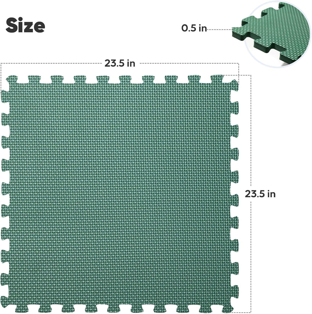 64 sqft Home Gym Mat, Puzzle Exercise Mat, EVA Interlocking Foam Floor Tiles for Home Workout Equipment and Kids' Play Areas - Black, 24 in x 24 in x ½ in - 16 Tiles (Black, 64 SQ FT)