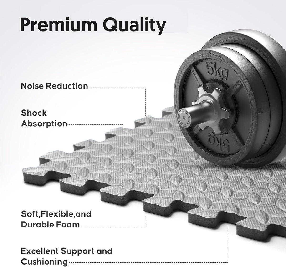 64 sqft Home Gym Mat, Puzzle Exercise Mat, EVA Interlocking Foam Floor Tiles for Home Workout Equipment and Kids' Play Areas - Black, 24 in x 24 in x ½ in - 16 Tiles (Black, 64 SQ FT)