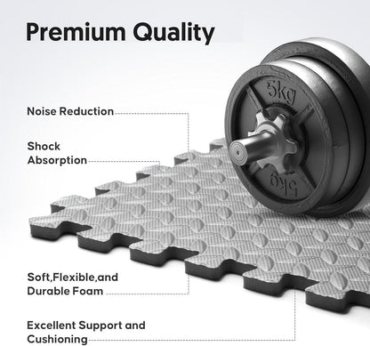 64 sqft Home Gym Mat, Puzzle Exercise Mat, EVA Interlocking Foam Floor Tiles for Home Workout Equipment and Kids' Play Areas - Black, 24 in x 24 in x ½ in - 16 Tiles (Black, 64 SQ FT)