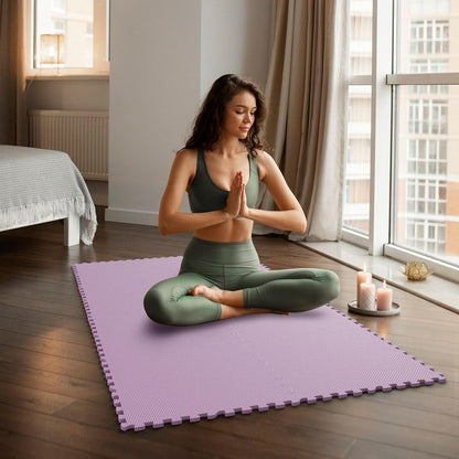 64 sqft Home Gym Mat, Puzzle Exercise Mat, EVA Interlocking Foam Floor Tiles for Home Workout Equipment and Kids' Play Areas - Black, 24 in x 24 in x ½ in - 16 Tiles (Black, 64 SQ FT)