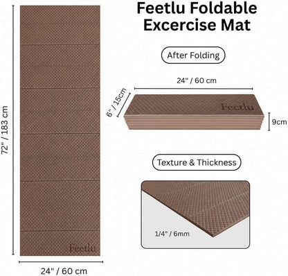 Foldable Yoga Mat, 72" x 24", 6/8/10/12mm