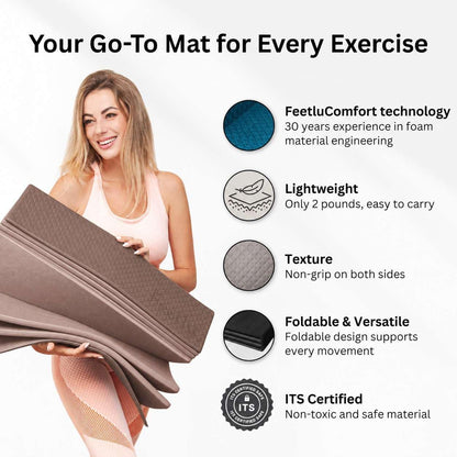 Foldable Yoga Mat, 72" x 24", 6/8/10/12mm
