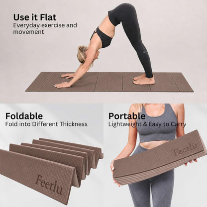 Foldable Yoga Mat, 72" x 24", 6/8/10/12mm