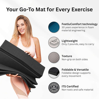 Foldable Yoga Mat, 72" x 24", 6/8/10/12mm