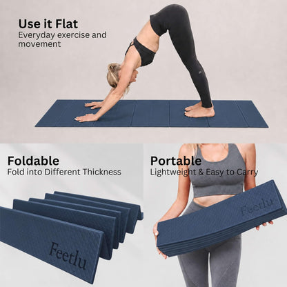 Foldable Yoga Mat, 72" x 24", 6/8/10/12mm
