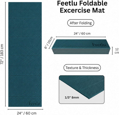 Foldable Yoga Mat, 72" x 24", 6/8/10/12mm