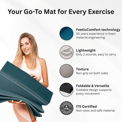 Foldable Yoga Mat, 72" x 24", 6/8/10/12mm