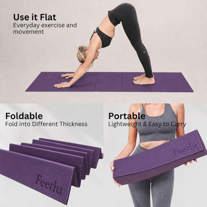 Foldable Yoga Mat, 72" x 24", 6/8/10/12mm