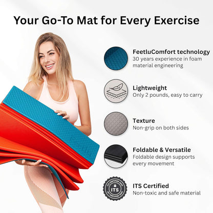 Foldable Yoga Mat, 72" x 24", 6/8/10/12mm