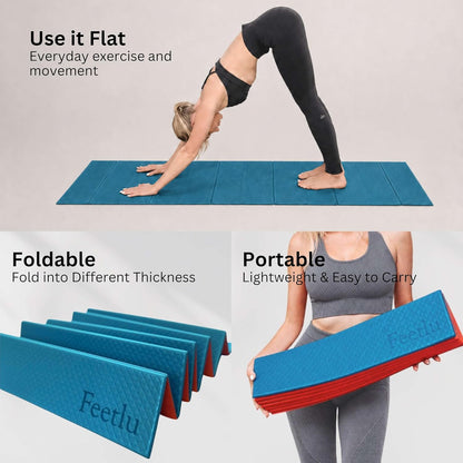Foldable Yoga Mat, 72" x 24", 6/8/10/12mm