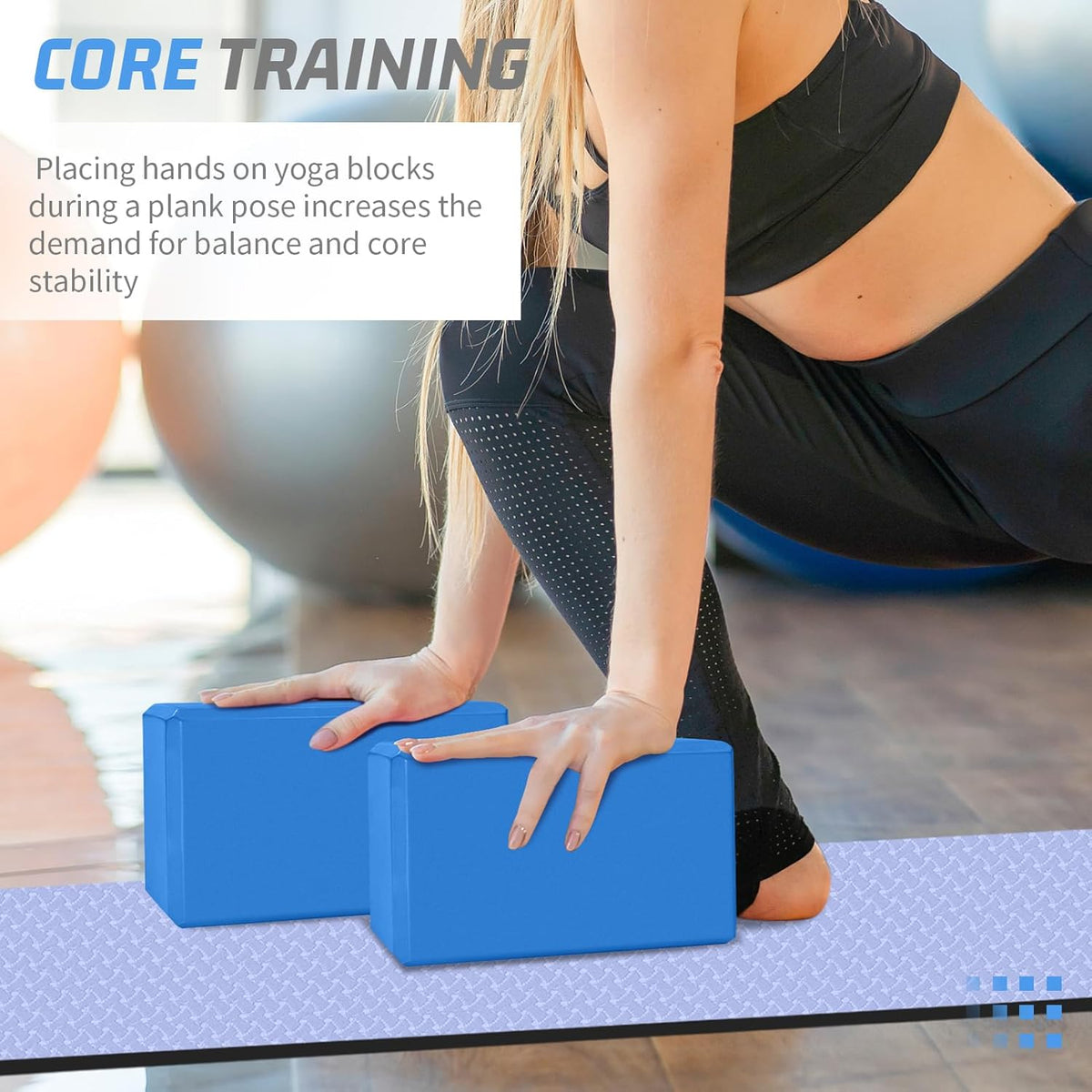 2 Pack Yoga Blocks, 3"x6"x9" Beveled Edges Non-Slip, Yoga Bricks