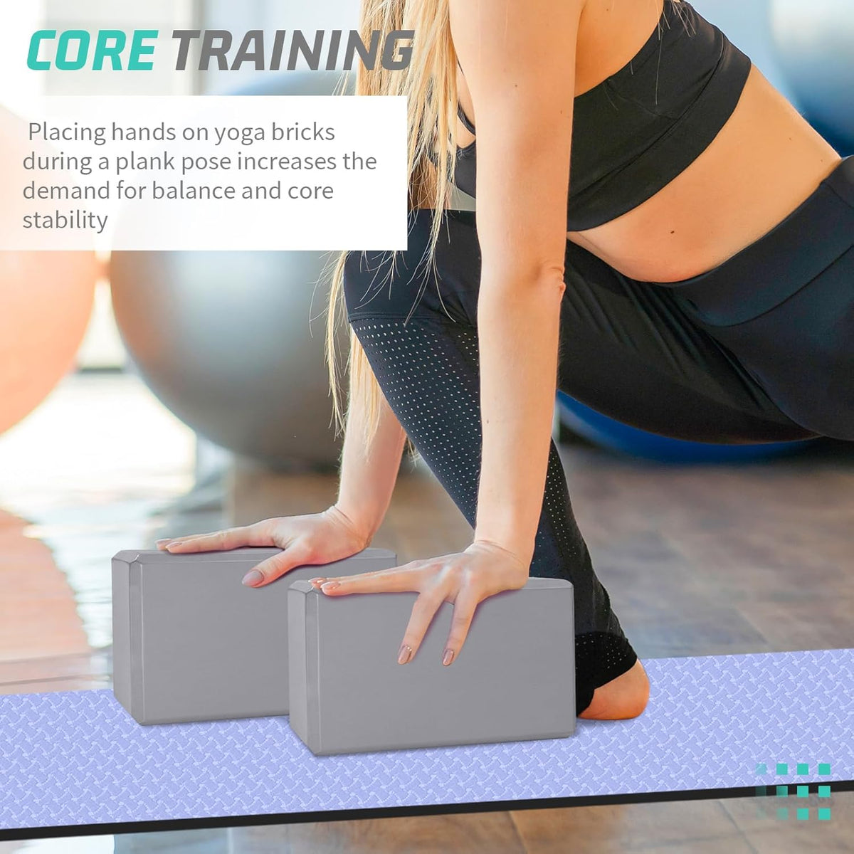 2 Pack Yoga Blocks, 3"x6"x9" Beveled Edges Non-Slip, Yoga Bricks