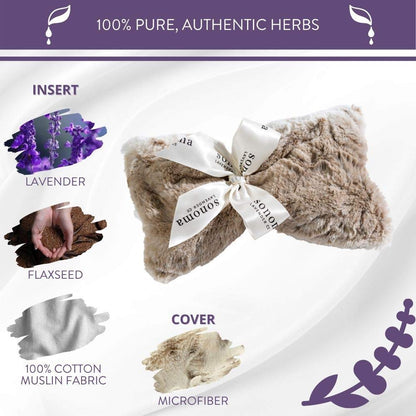 Sonoma Lavender Spa Mask, Heatable/Chillable Aromatherapy Eye Pillow with Lavender Infused Flaxseed Insert, Eye Compress for Stress Relief with Removable and Washable Cover (Lilac Dot)