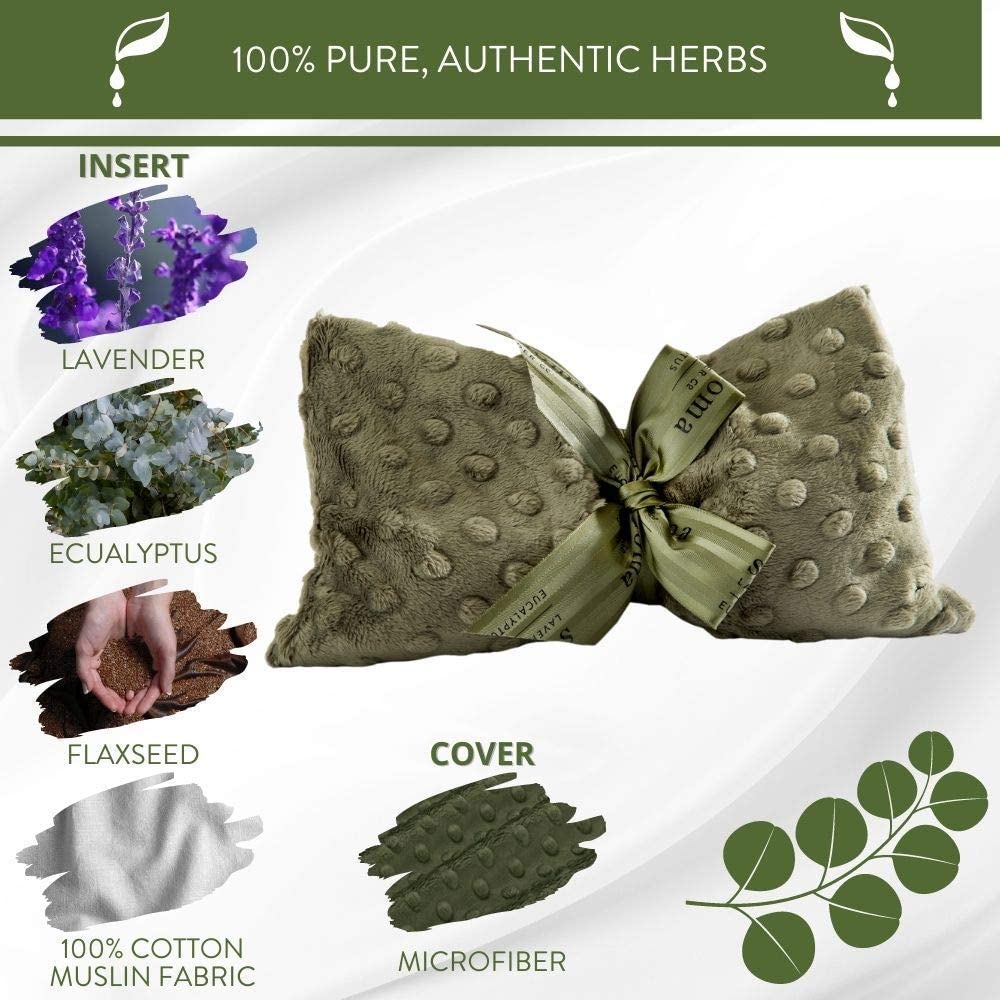 Sonoma Lavender Spa Mask, Heatable/Chillable Aromatherapy Eye Pillow with Lavender Infused Flaxseed Insert, Eye Compress for Stress Relief with Removable and Washable Cover (Lilac Dot)