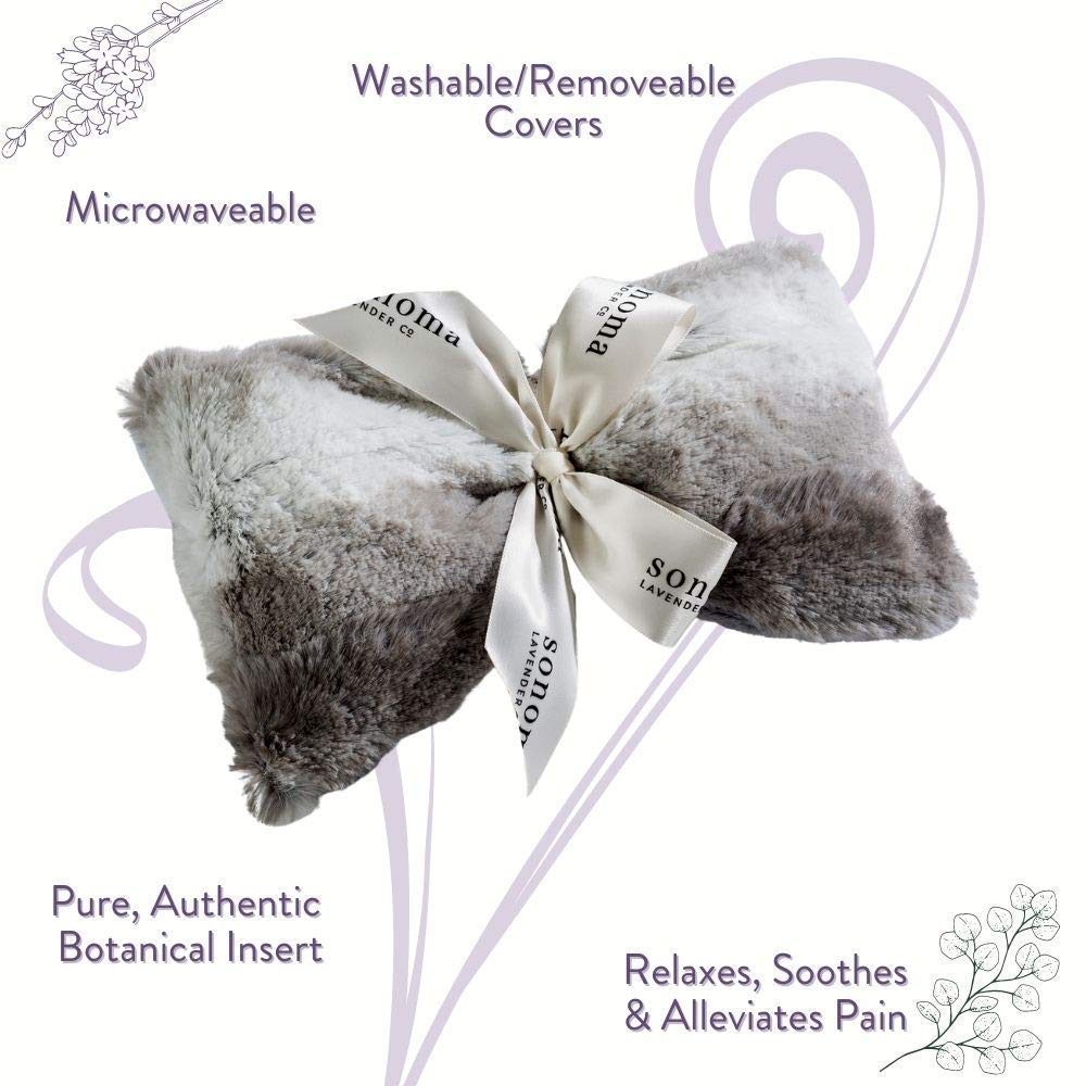 Sonoma Lavender Spa Mask, Heatable/Chillable Aromatherapy Eye Pillow with Lavender Infused Flaxseed Insert, Eye Compress for Stress Relief with Removable and Washable Cover (Lilac Dot)