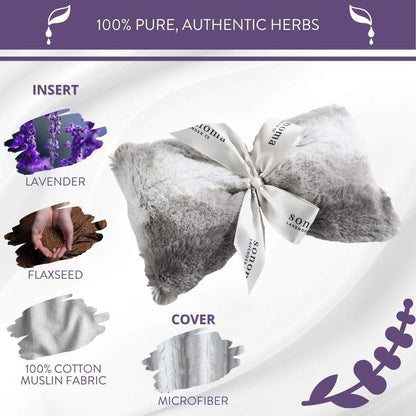 Sonoma Lavender Spa Mask, Heatable/Chillable Aromatherapy Eye Pillow with Lavender Infused Flaxseed Insert, Eye Compress for Stress Relief with Removable and Washable Cover (Lilac Dot)