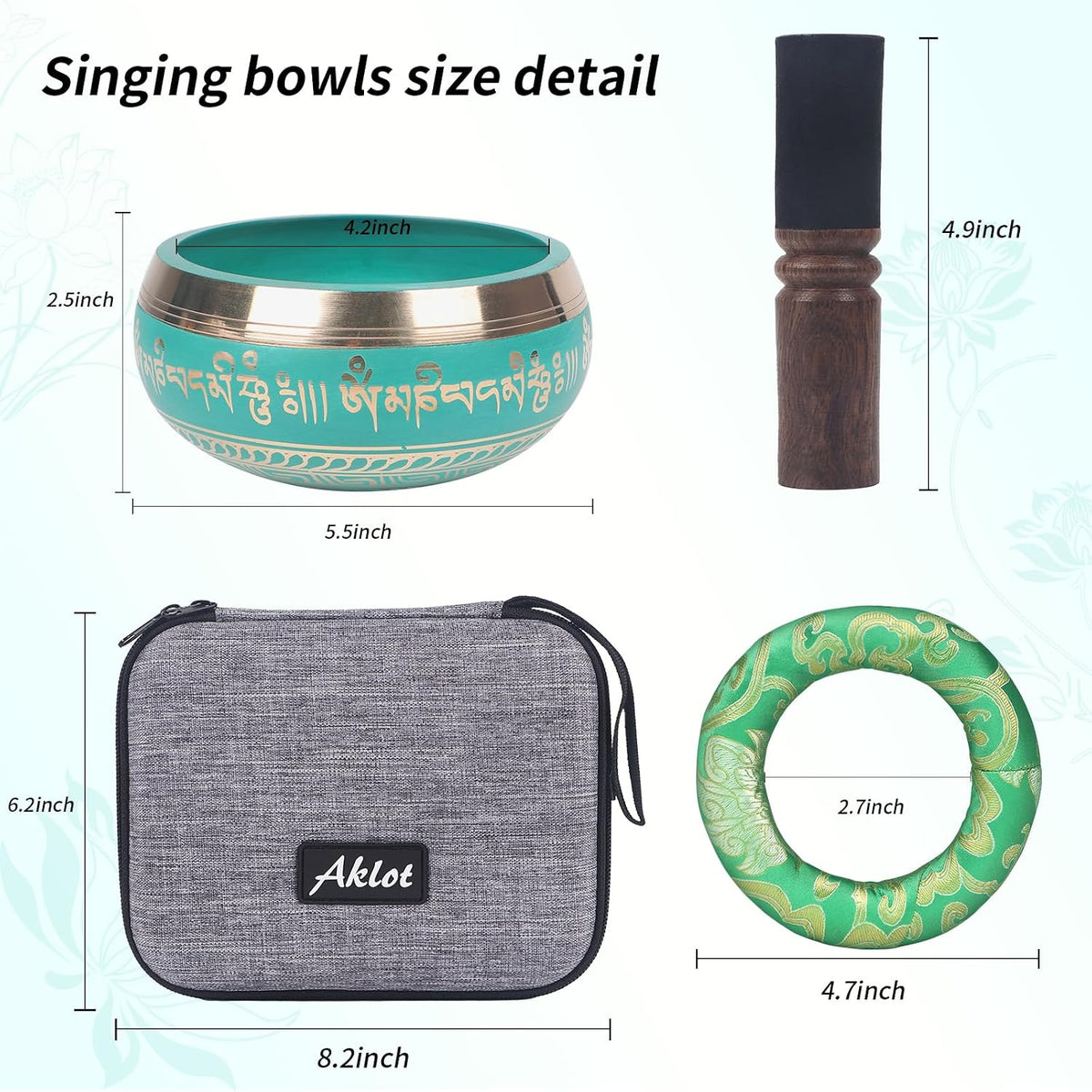 Tibetan Singing Bowls Set- Handmade in Nepal Meditation Sound Bowls for Yoga, Meditation, Mindfulness, Healing and Chakra Balancing, Stress Relief (4', Brown)