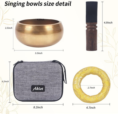 Tibetan Singing Bowls Set- Handmade in Nepal Meditation Sound Bowls for Yoga, Meditation, Mindfulness, Healing and Chakra Balancing, Stress Relief (4', Brown)
