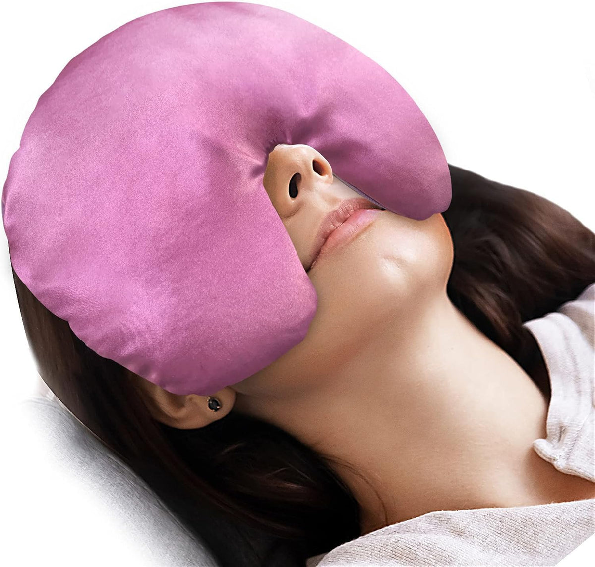 Atsuwell Sinus Mask Microwavable, Heated Eye Masks for Dry Eyes, Pink
