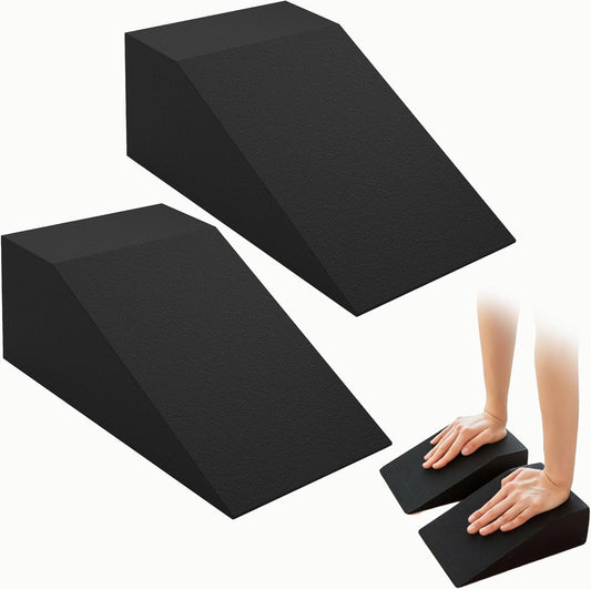 2 Pack Squat Wedge Blocks for Heel Elevated Squats, Slant Board for Calf Stretching and Ankle Mobility, Non Slip Squat Ramp for Weightlifting, Deadlifts, Balance Training, Home Gym Leg Exercise Equipment