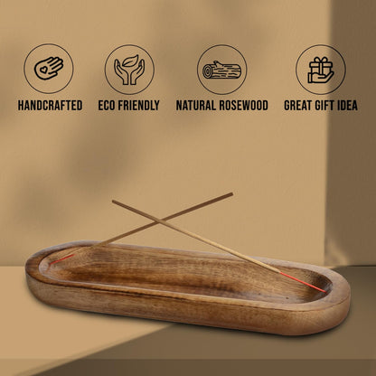 Wooden Brown Incense Holder -Incense Burner Holder –Ash Catcher - Incense Stick Holder - Meditation & Yoga - Great Gift for Any Occasion Size 11x4 inch