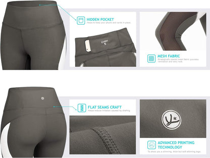 Women Yoga Pants Color Blocking Mesh Workout Running Leggings Tights