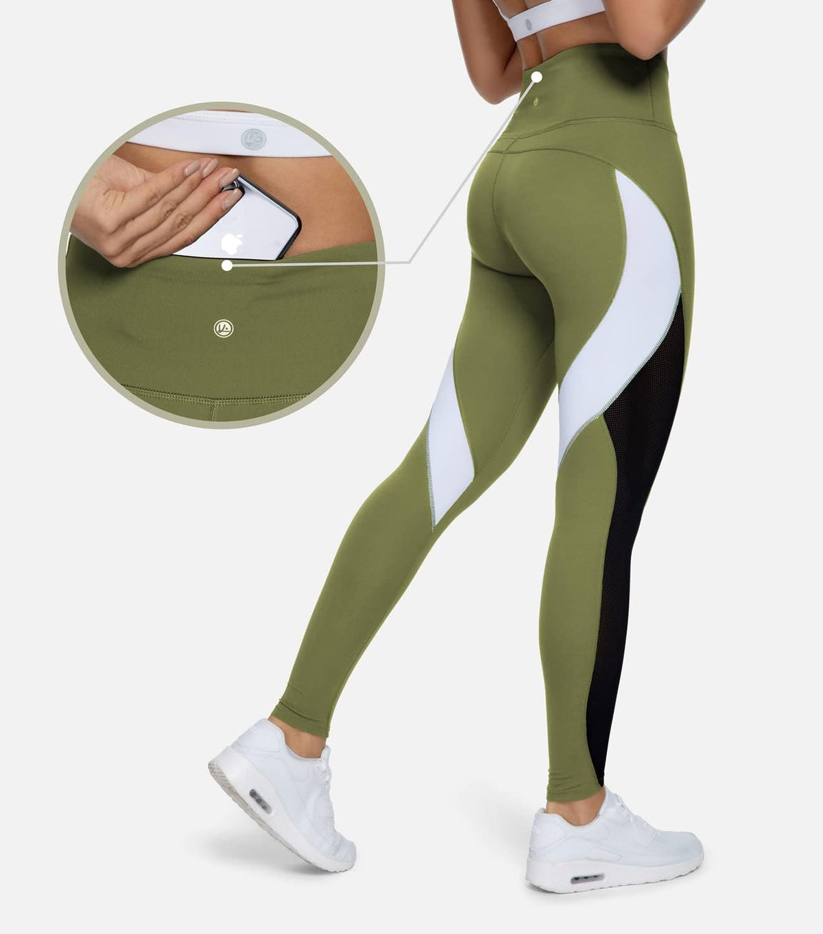 Women Yoga Pants Color Blocking Mesh Workout Running Leggings Tights