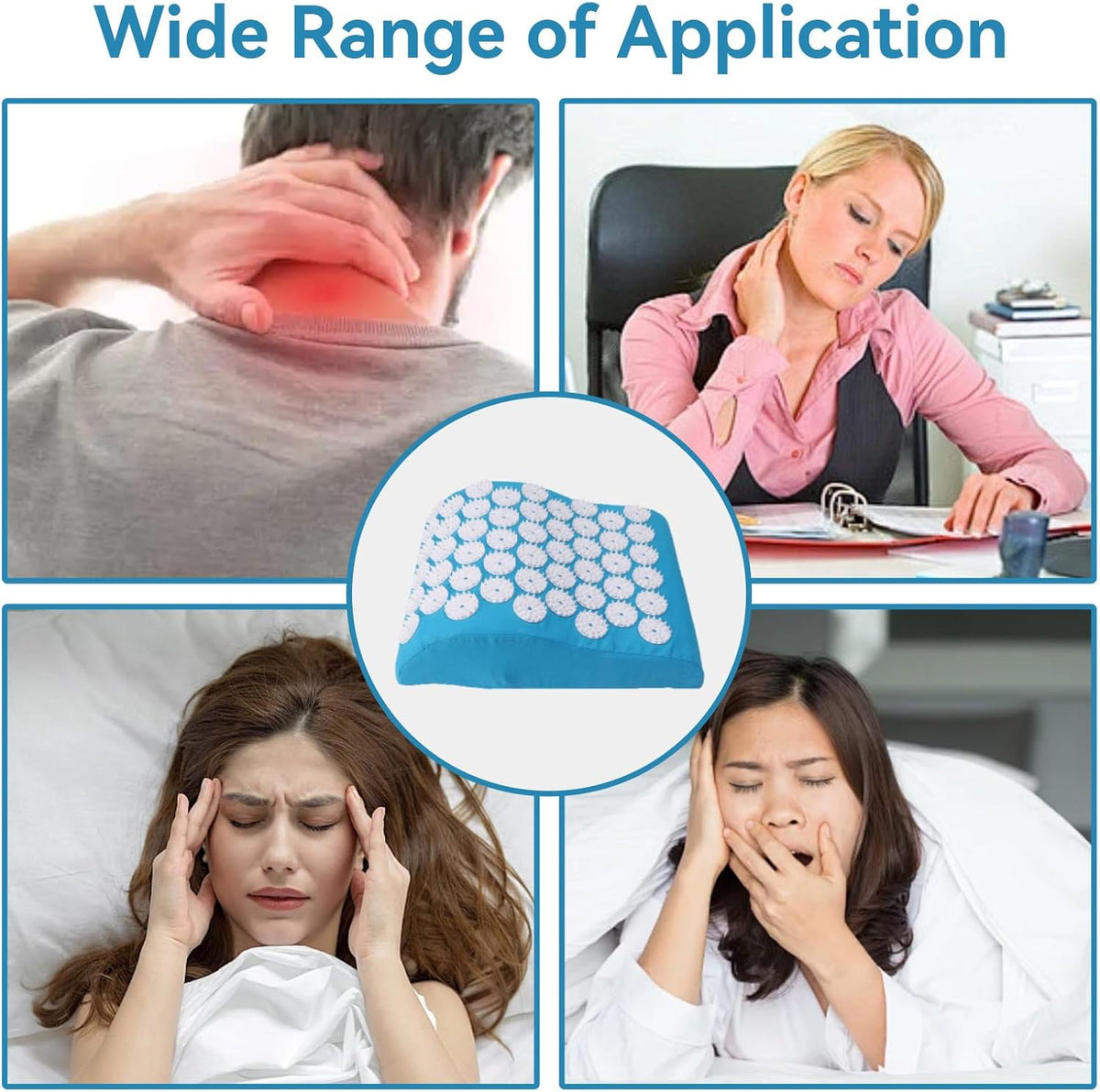 Acupressure Pillow,Sponge Massage Cushion Promote Blood Circulation Acupressure Mat for Muscle Pain & Headache(Blue)