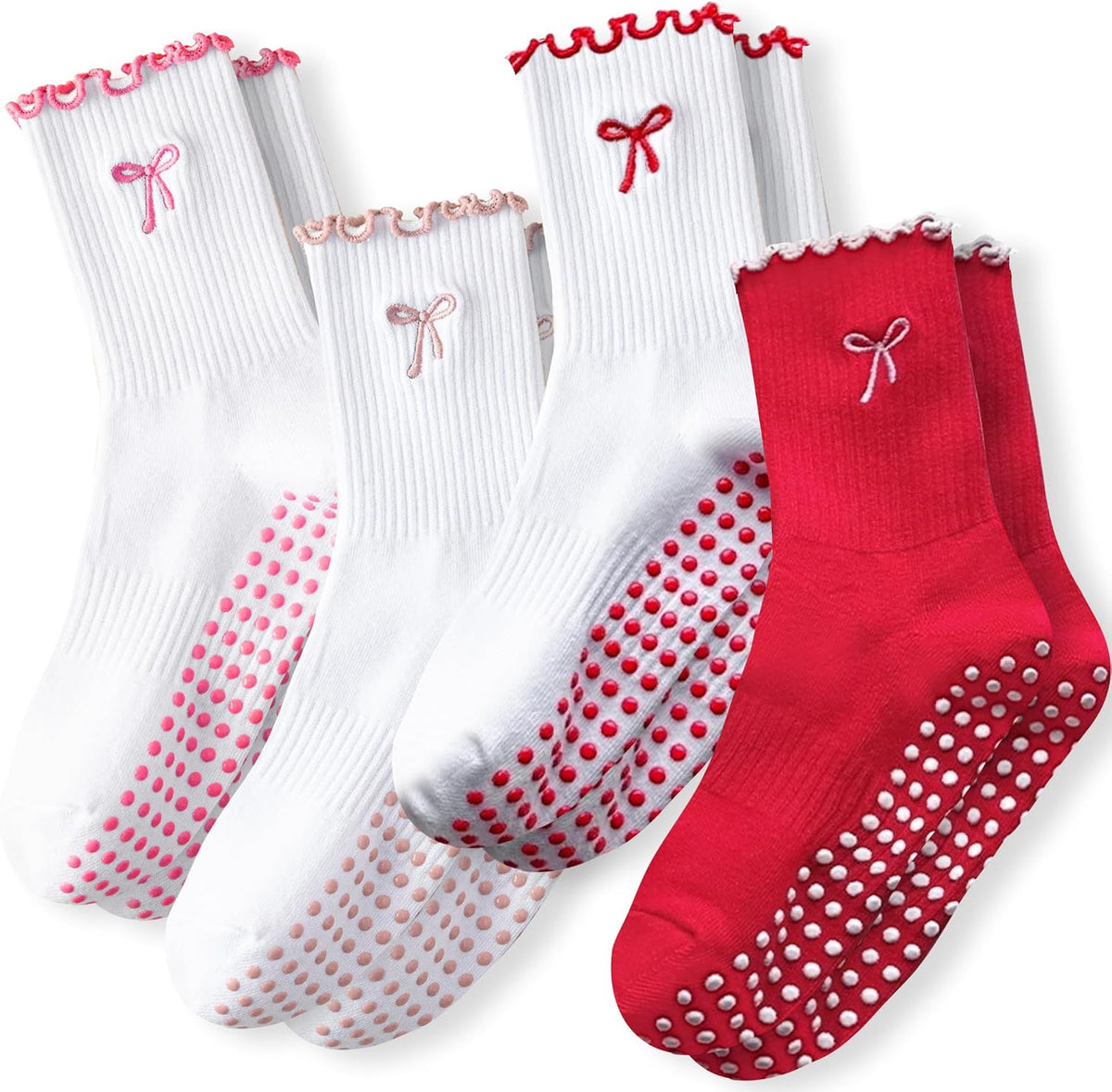 Grip Socks Pilates,4/6Prs Cotton Cute Pilates Socks for Women Yoga