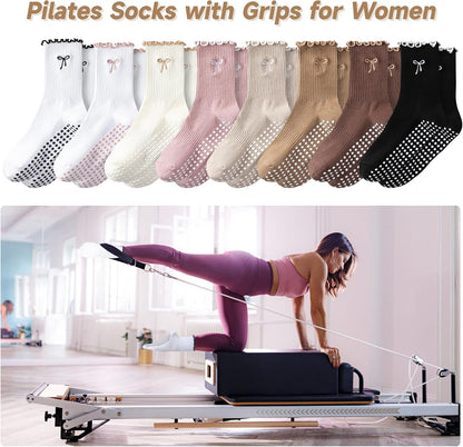 Grip Socks Pilates,4/6Prs Cotton Cute Pilates Socks for Women Yoga