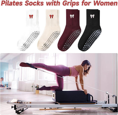 Grip Socks Pilates,4/6Prs Cotton Cute Pilates Socks for Women Yoga