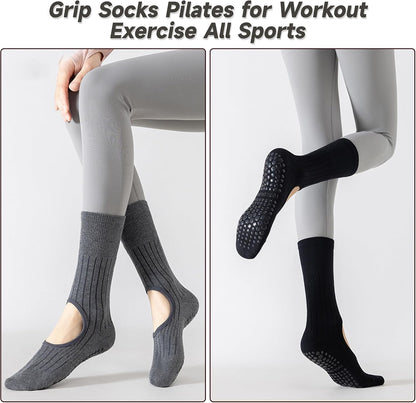 Grip Socks Pilates,4/6Prs Cotton Cute Pilates Socks for Women Yoga
