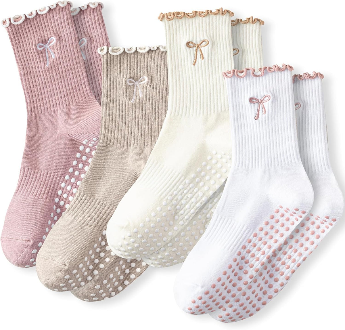 Grip Socks Pilates,4/6Prs Cotton Cute Pilates Socks for Women Yoga