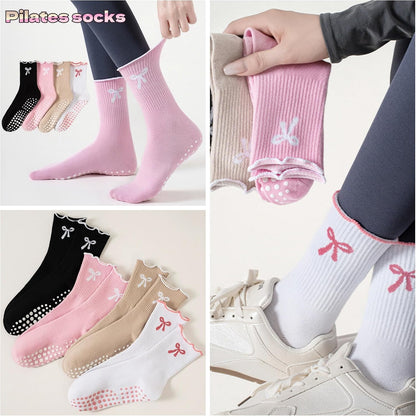 Grip Socks Pilates,4/6Prs Cotton Cute Pilates Socks for Women Yoga