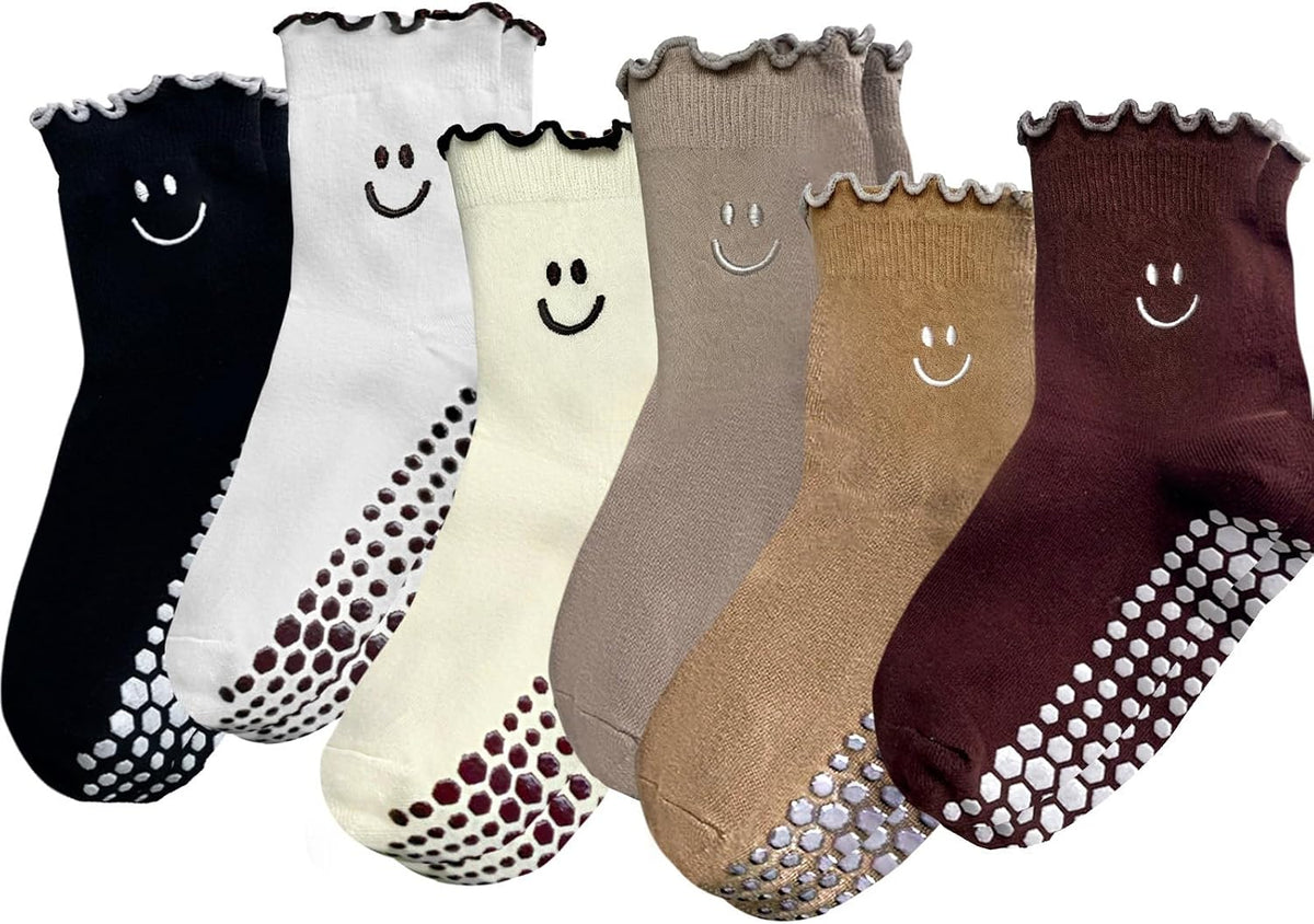 Grip Socks Pilates,4/6Prs Cotton Cute Pilates Socks for Women Yoga