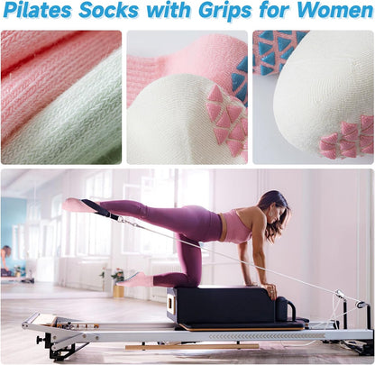 Grip Socks Pilates,4/6Prs Cotton Cute Pilates Socks for Women Yoga