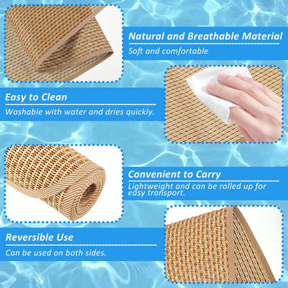 4 Packs Straw Beach Mat 20 * 70 inch Waterproof Non Slip Straw Mat Foldable Lightweight Picnic Mat for Camping Sunbathing Picnic Floor Yoga