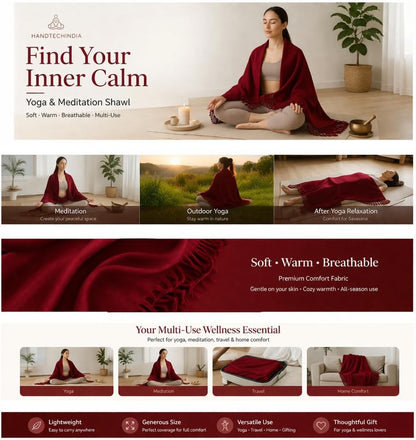 Wonderlist Tibetan Meditation Shawl Wool Handloom Oversize Throw Pure Wool Wrap Clothing Gift for Men Women