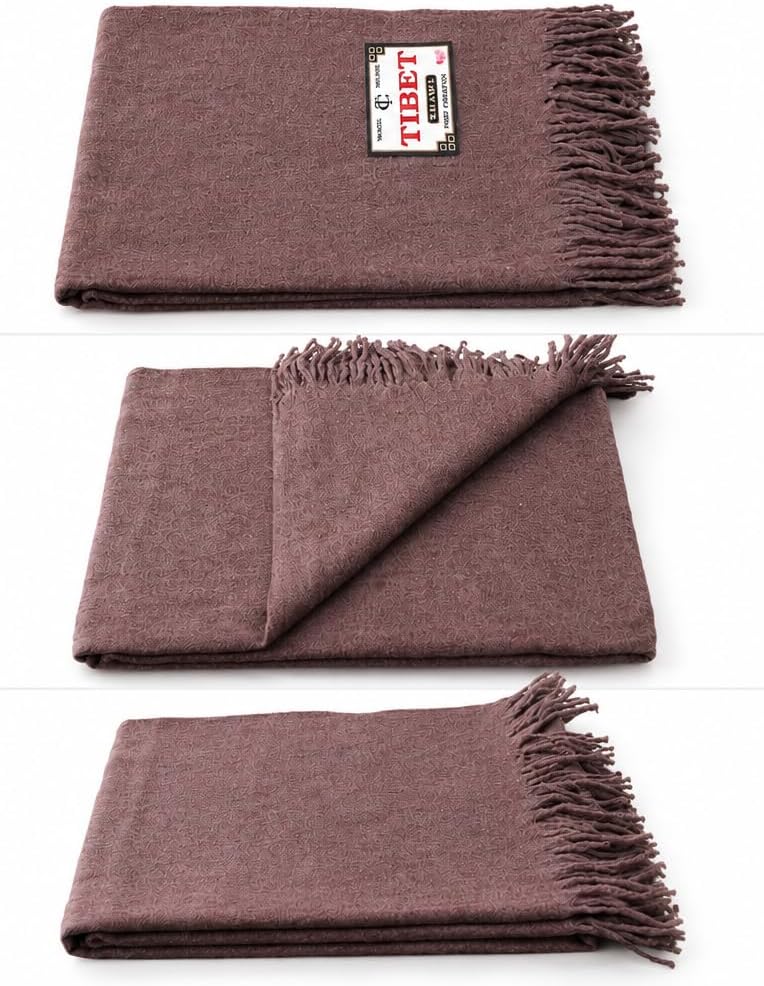 Wonderlist Tibetan Meditation Shawl Wool Handloom Oversize Throw Pure Wool Wrap Clothing Gift for Men Women