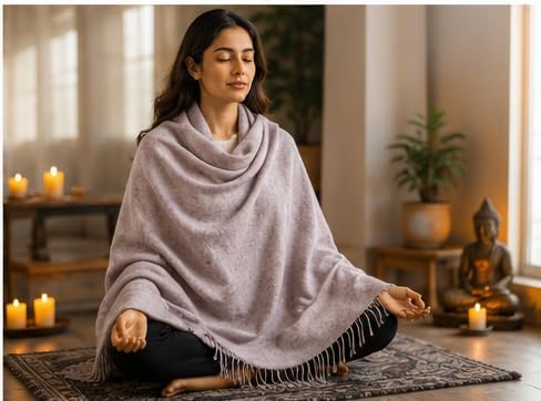 Wonderlist Tibetan Meditation Shawl Wool Handloom Oversize Throw Pure Wool Wrap Clothing Gift for Men Women